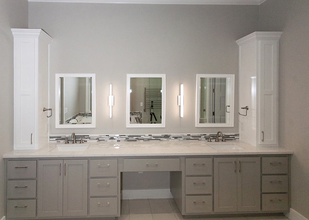 Reidy Modern Style Home Master Bathroom vanity with two sinks