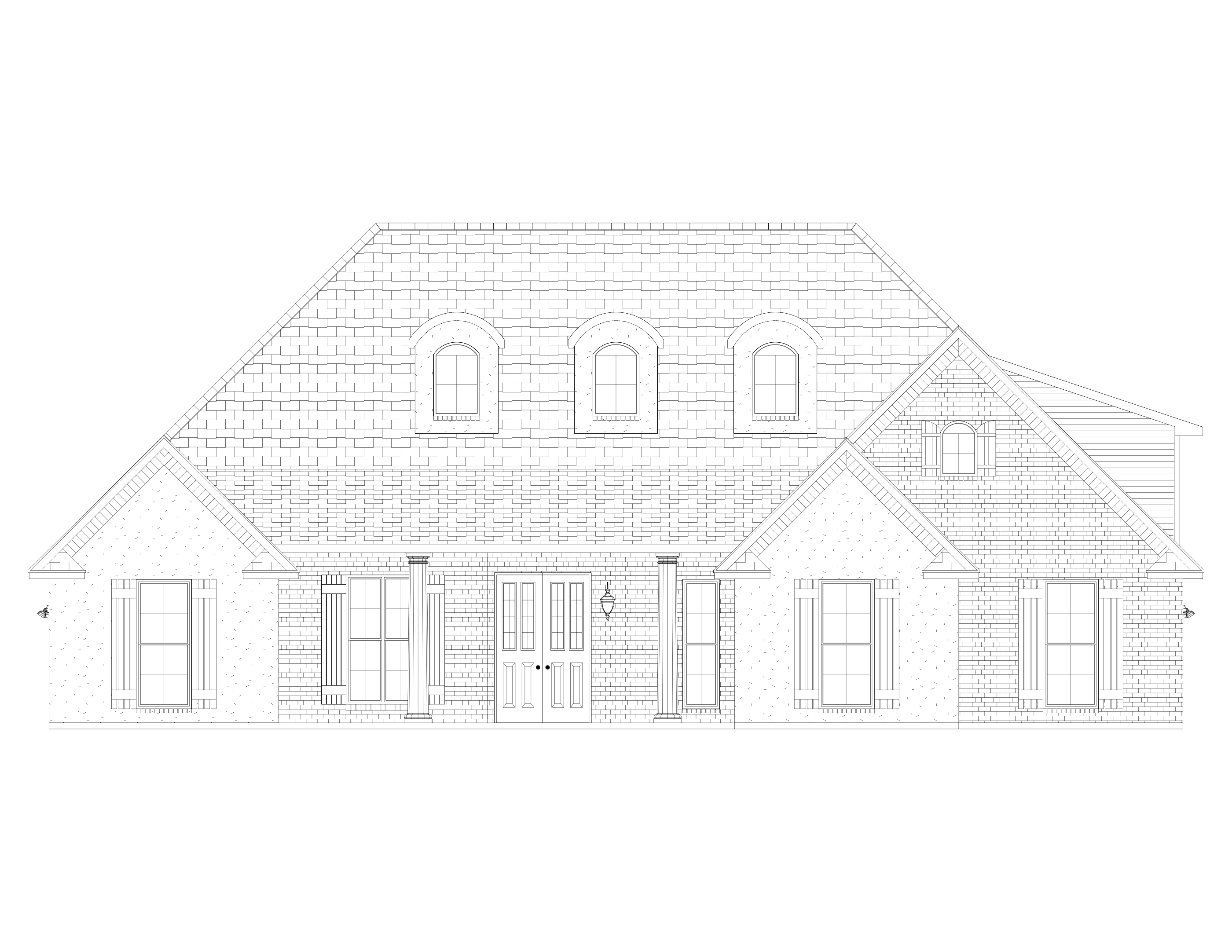 The White Line Drawing Elevation front view of house